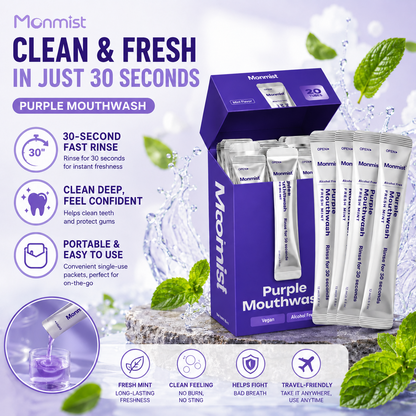 👍  20 Portable Mouthwash Sachets • Vegan • Alcohol-Free • Peroxide-Free