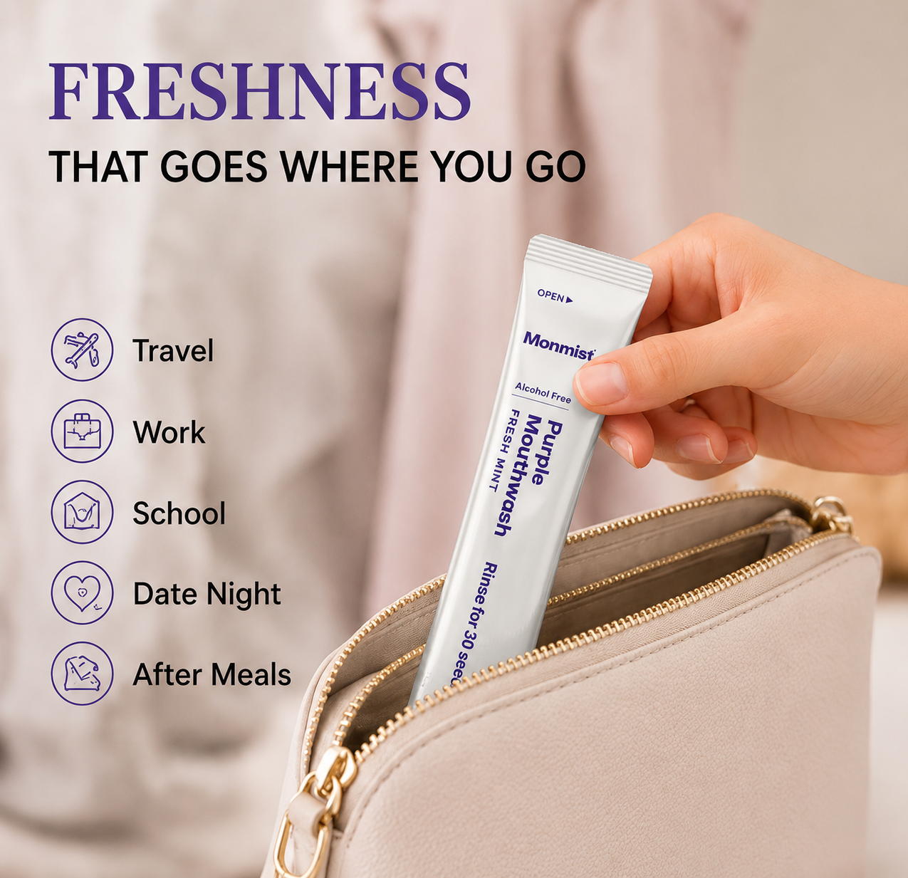 👍  20 Portable Mouthwash Sachets • Vegan • Alcohol-Free • Peroxide-Free