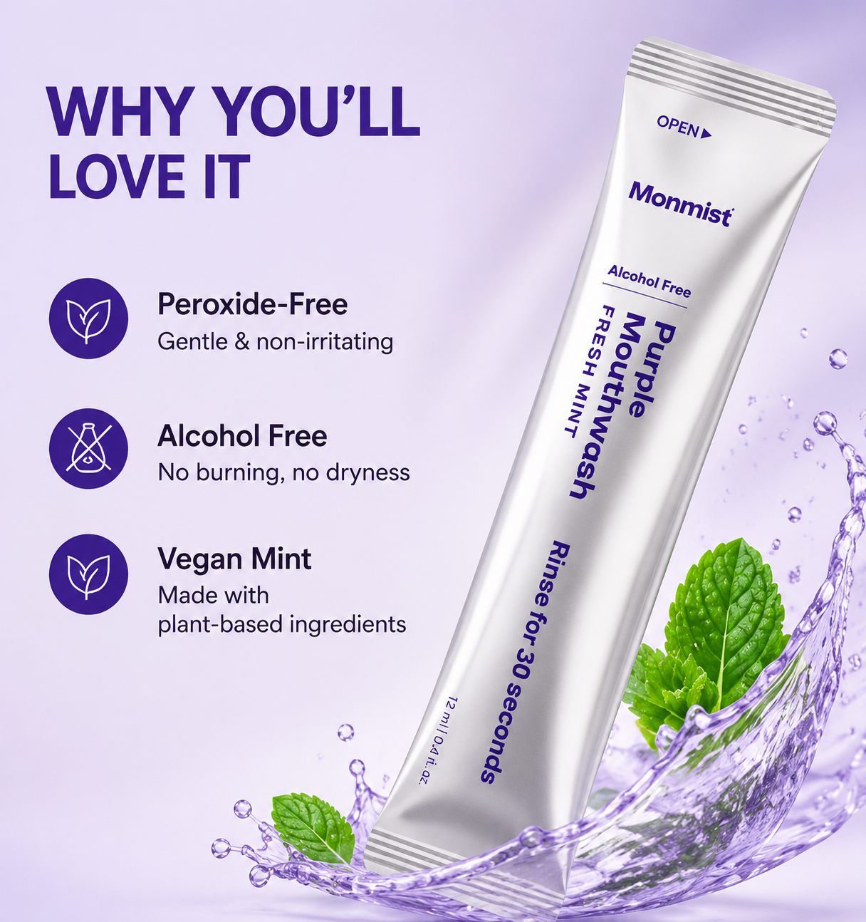 👍  20 Portable Mouthwash Sachets • Vegan • Alcohol-Free • Peroxide-Free
